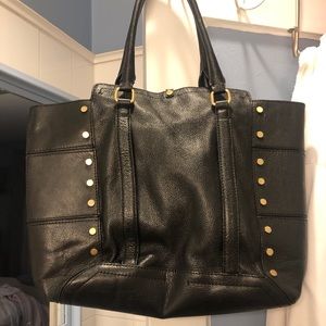 Black leather tote